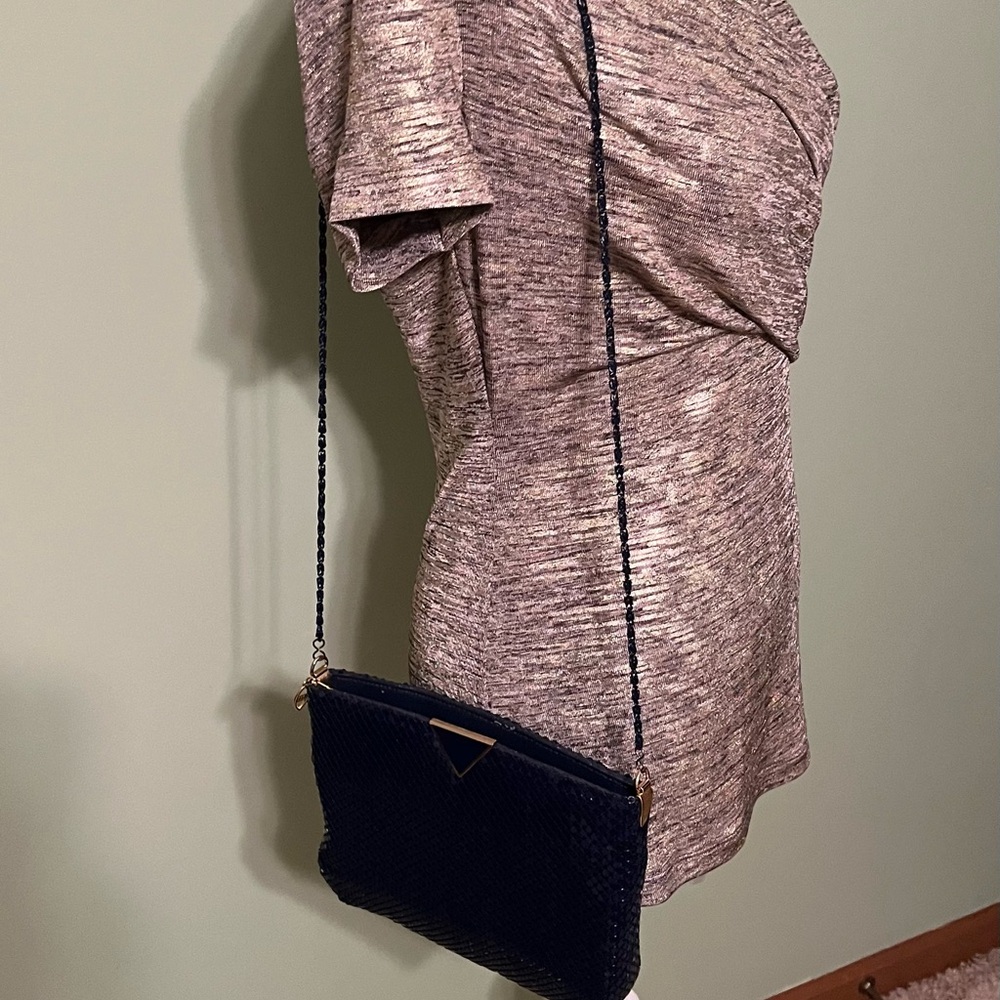 Vintage Navy Blue Metallic Link Purse - Bags by Warren Reed